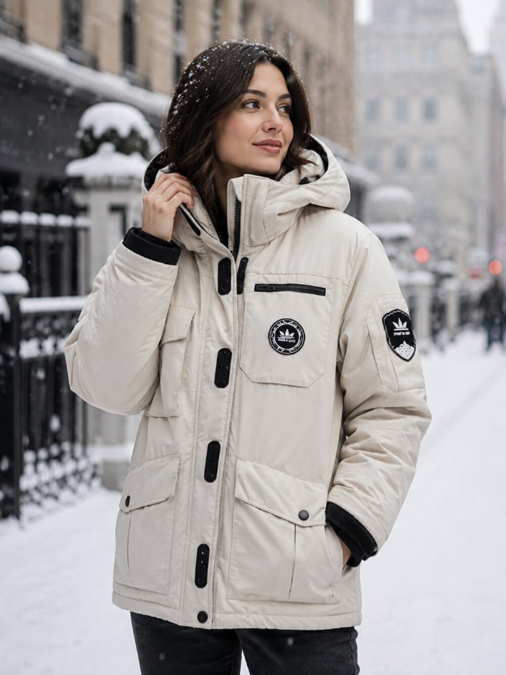 Orolay Down Beige Parka Jacket Anorak Winter Coat w Detachable Hood Xl